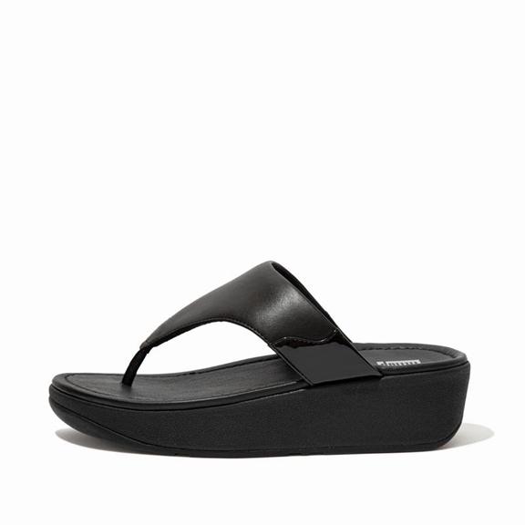 FitFlop Women's MYLA Leather Faux Toe Post Sandals - Black (EOGNJ-2490)